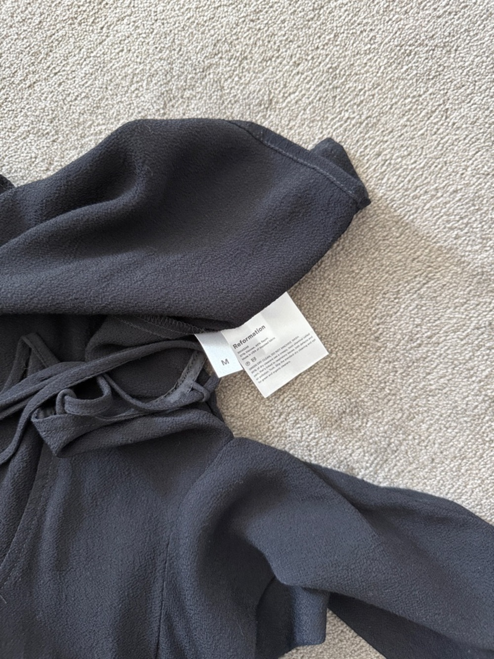 Reformation Black Lace-Up Open-Back Long Sleeve Top - Picture 3 of 3
